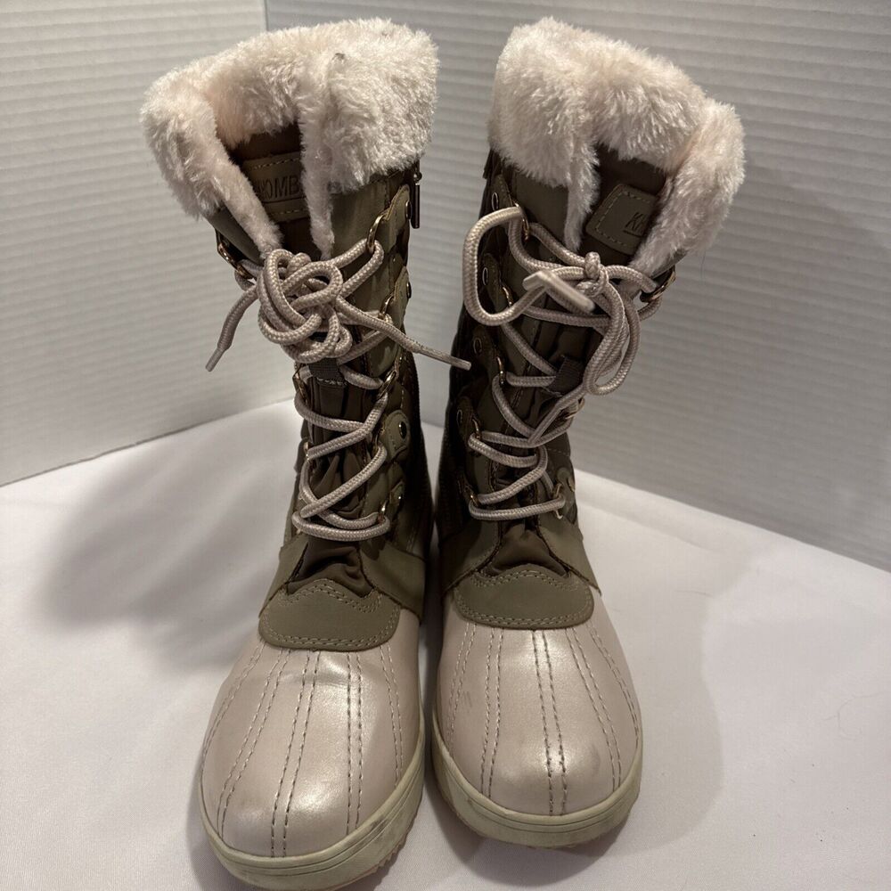 Khombu Lite Pink Brown Tall Zip Winter Boot Girls size 4
